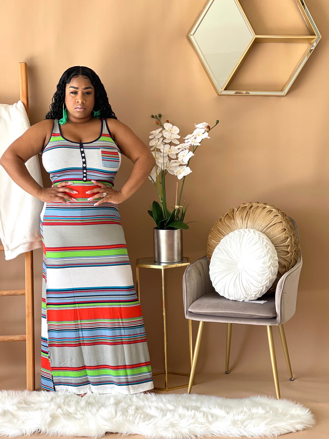neon striped maxi dress Neon Pink Stripe Maxi Dress